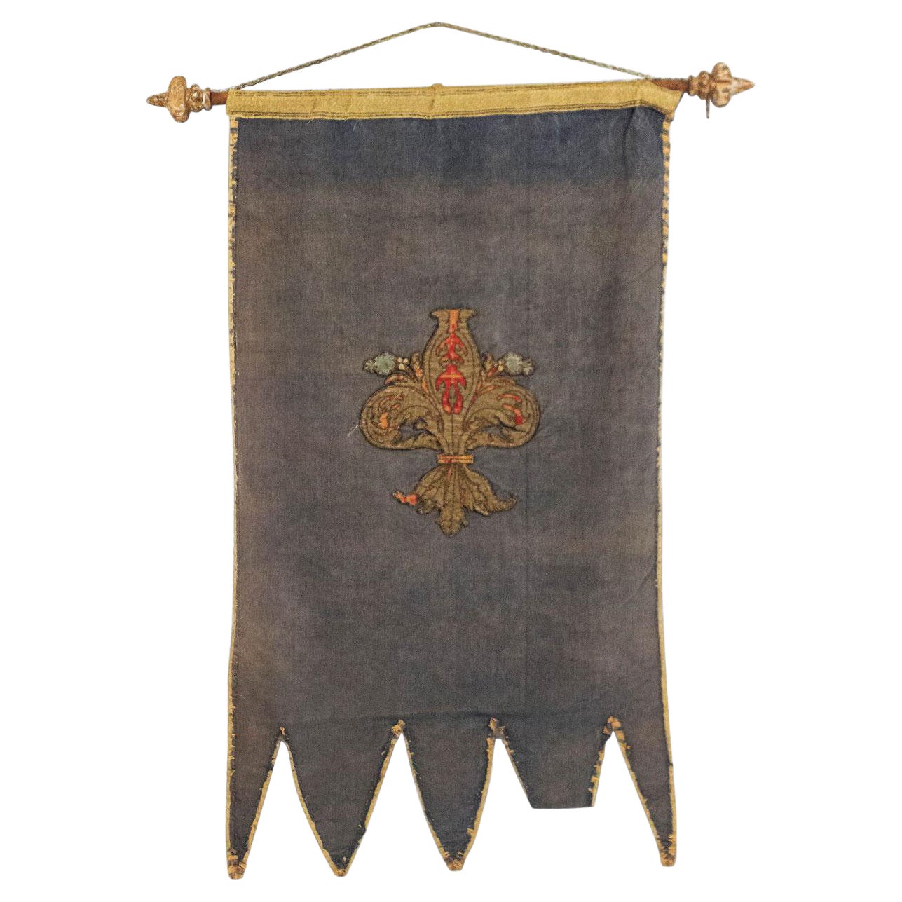 Italian Renaissance Style Blue Velvet Banner