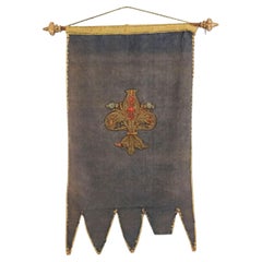 Italian Renaissance Style Blue Velvet Banner