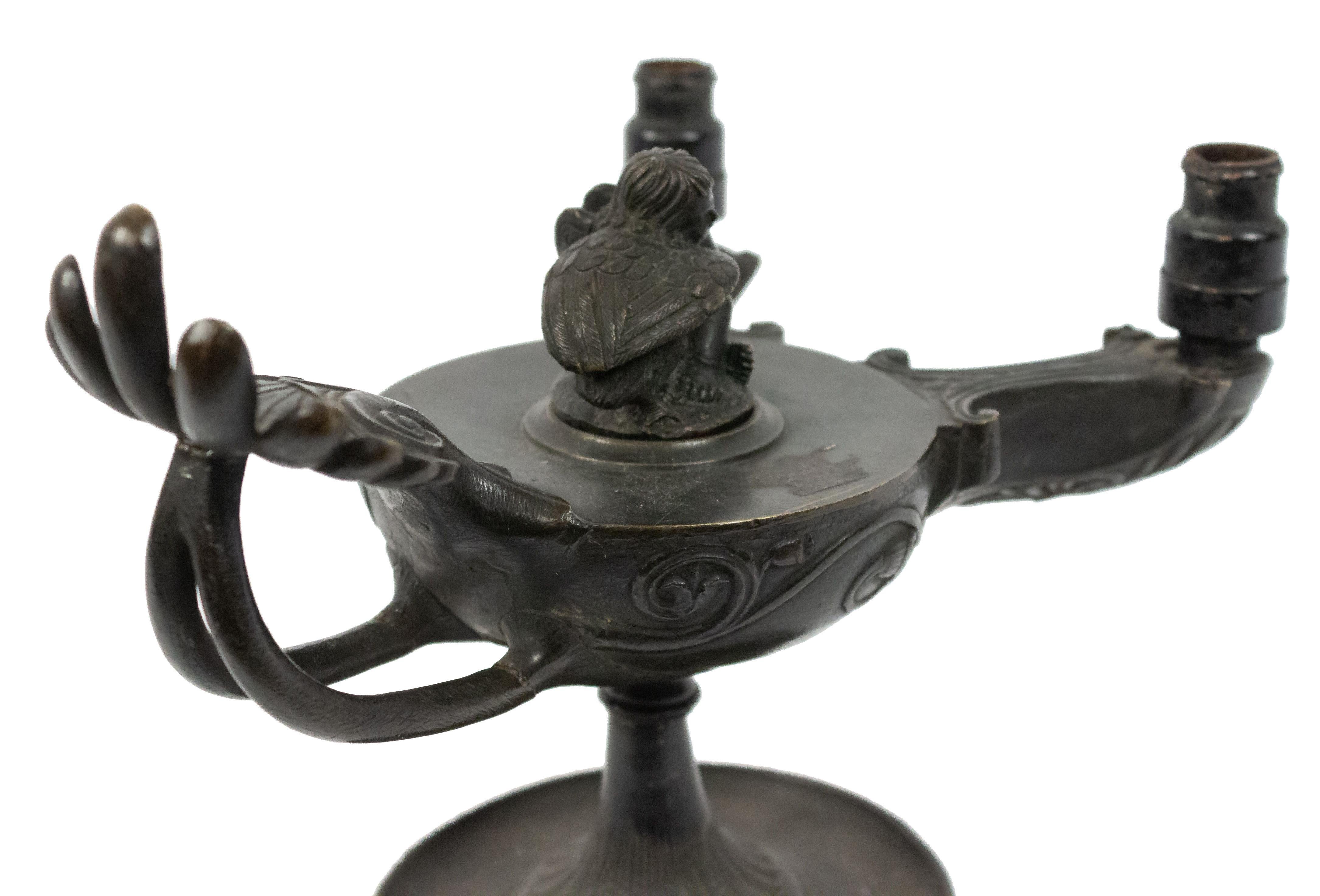 Italian Renaissance Style Bronze Lamp For Sale 3