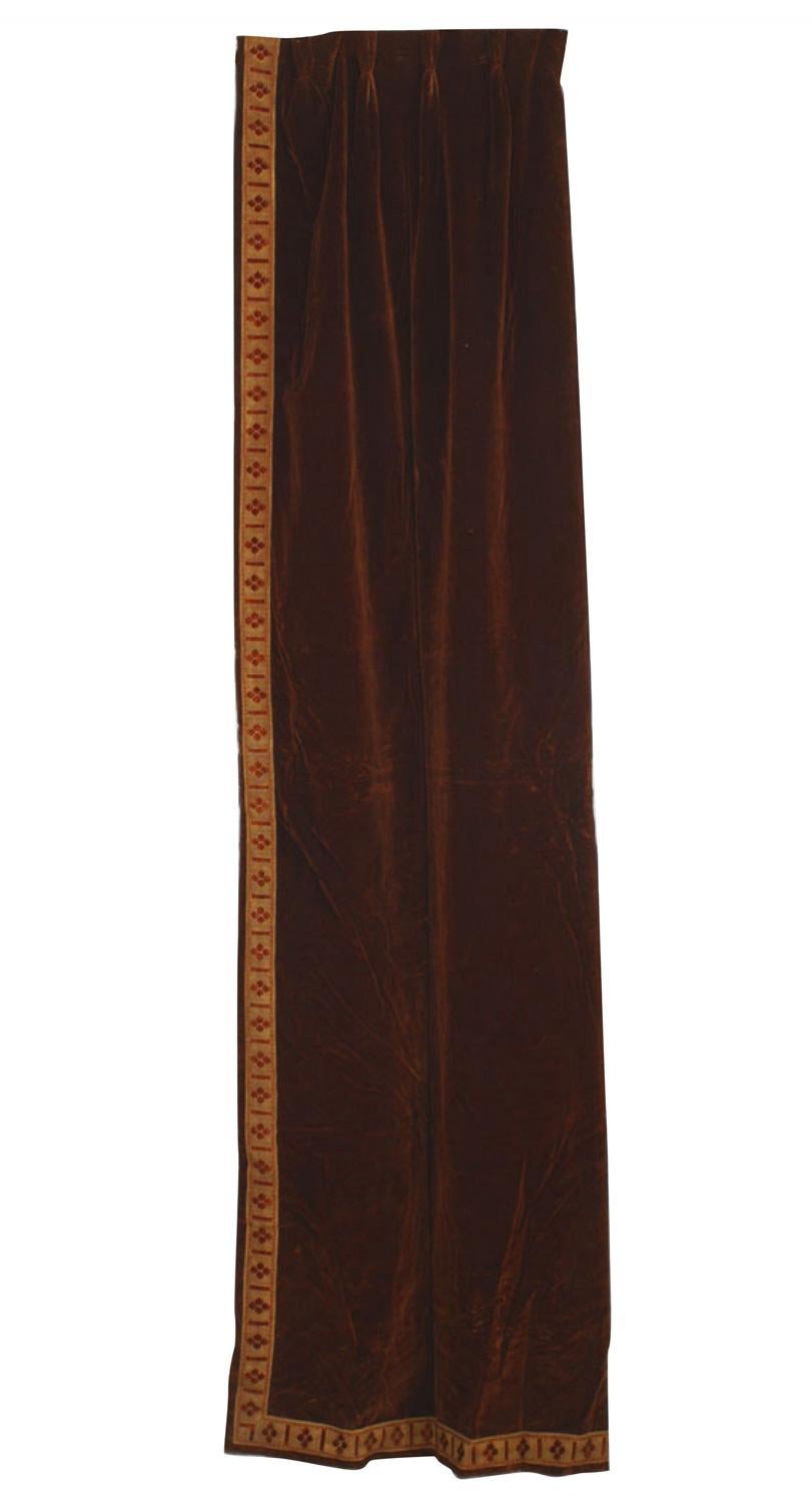 Italian Renaissance Style Brown Velvet Metallic Thread Drape For Sale