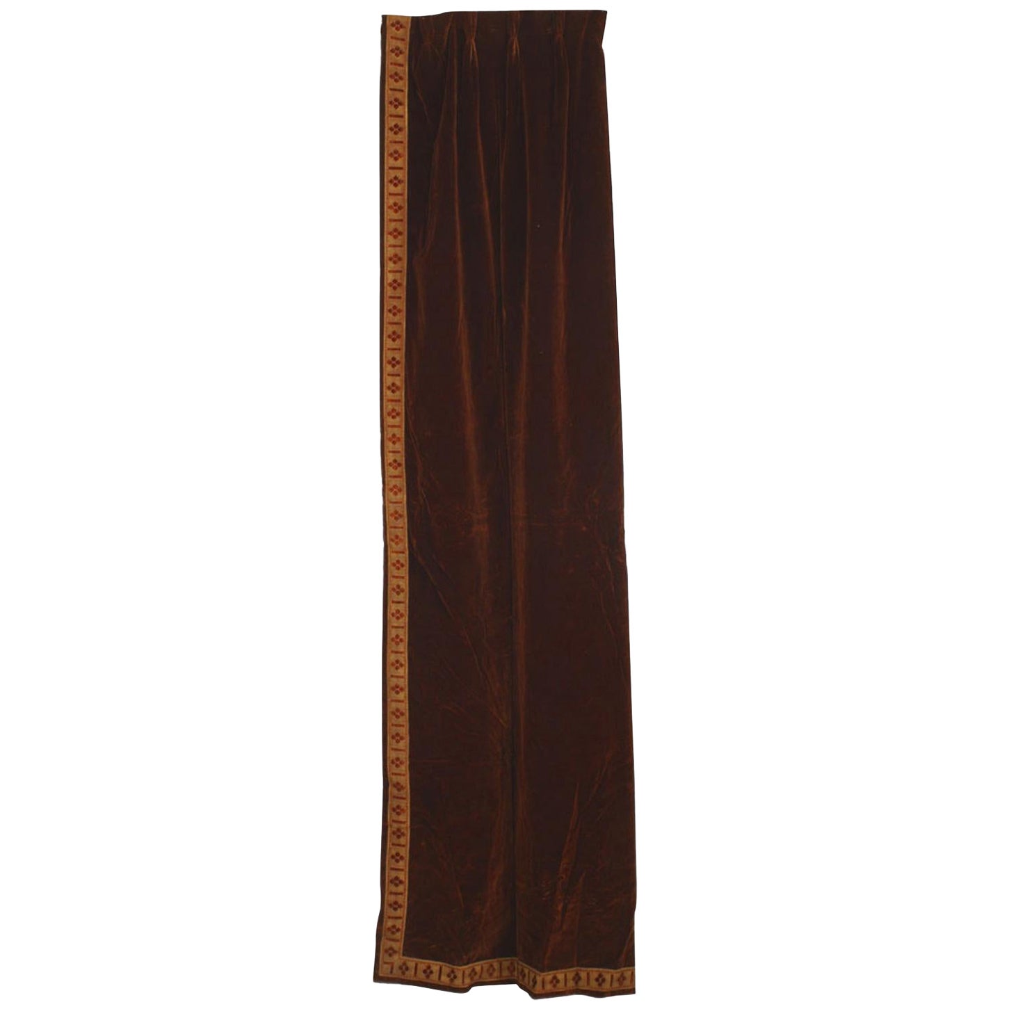 Italian Renaissance Style Brown Velvet Metallic Thread Drape