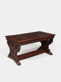 Italian Renaissance Style Carved Mahogany Table or Desk
