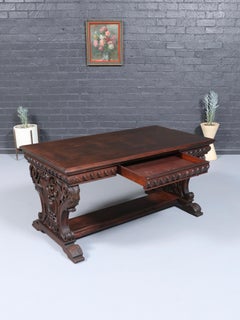 Italian Renaissance Style Carved Mahogany Table or Desk
