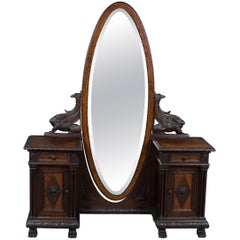 Italian Renaissance Style Carved Walnut Vanity