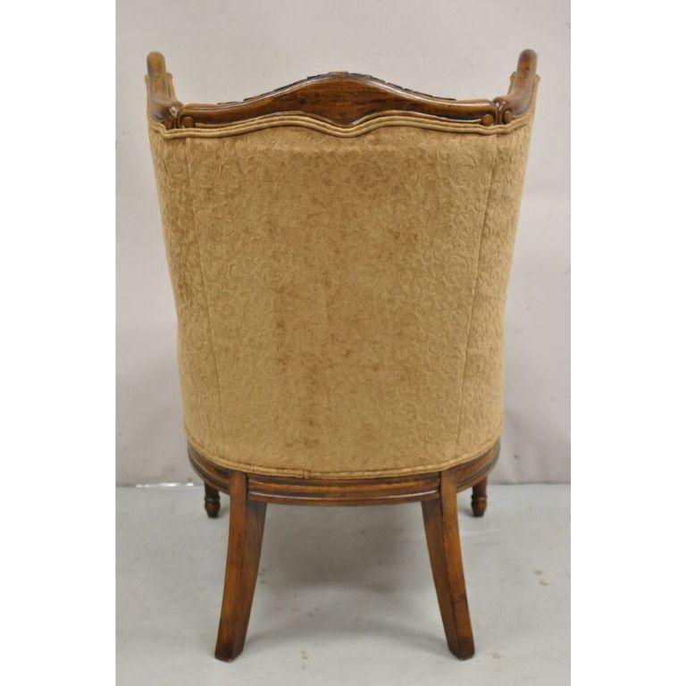 Italian Renaissance Style Carved Wingback Upholstered Armchair For Sale 5