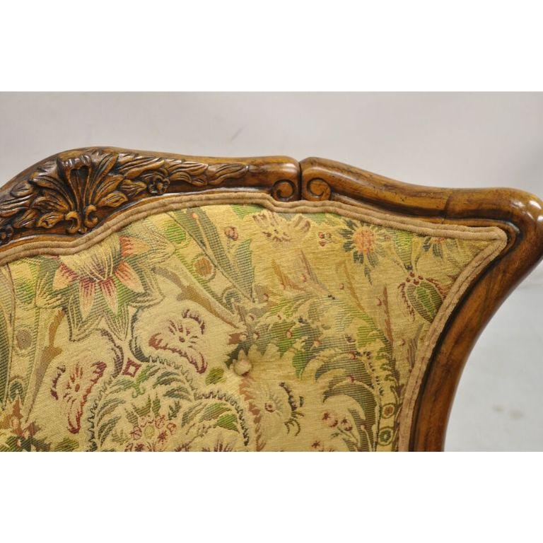 Italian Renaissance Style Carved Wingback Upholstered Armchair For Sale 6
