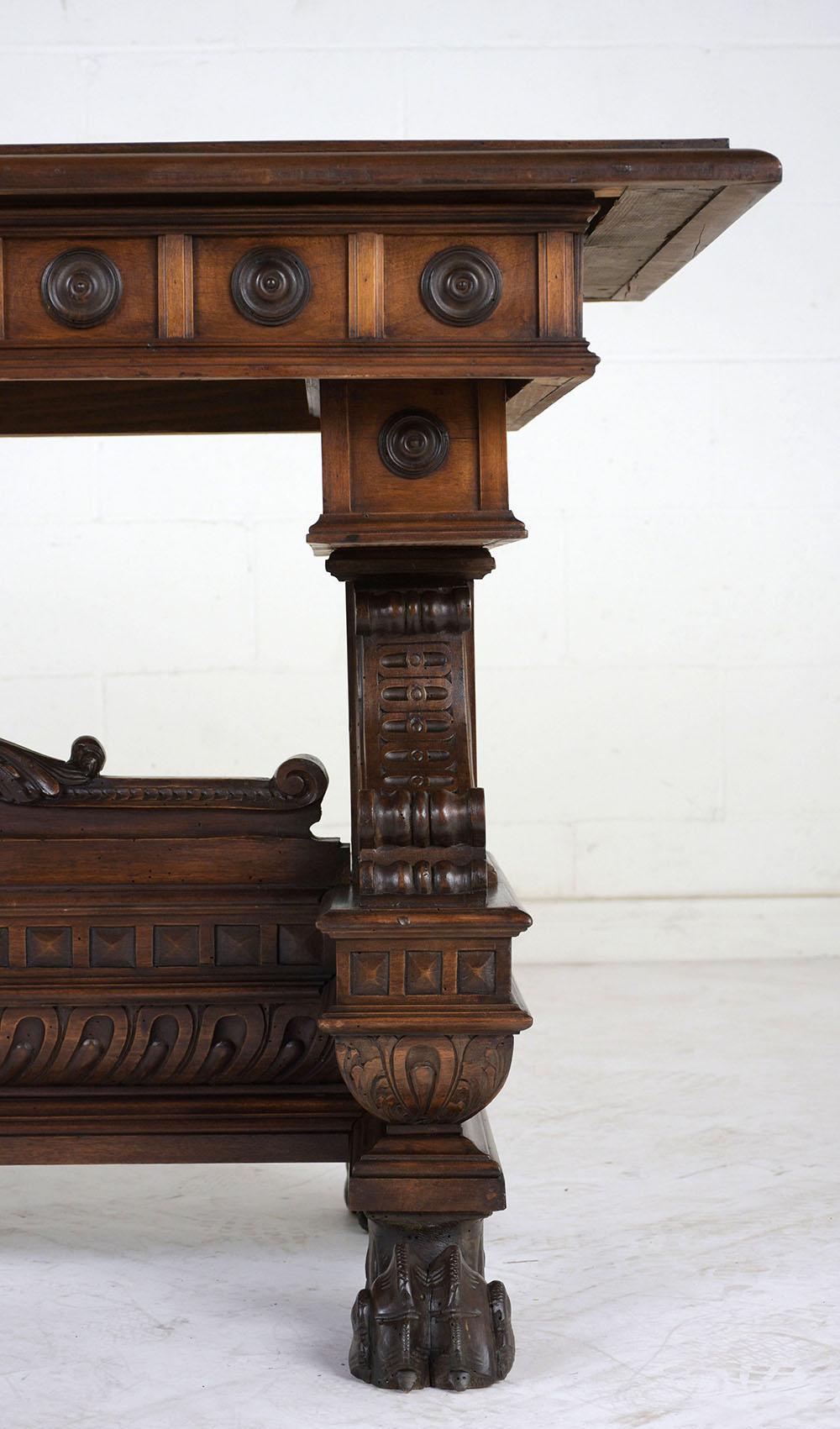 Early 20th Century Italian Walnut Library Table