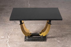 Italian Renaissance Style Cast Iron Table with Arabian Sword Base & Granite Top