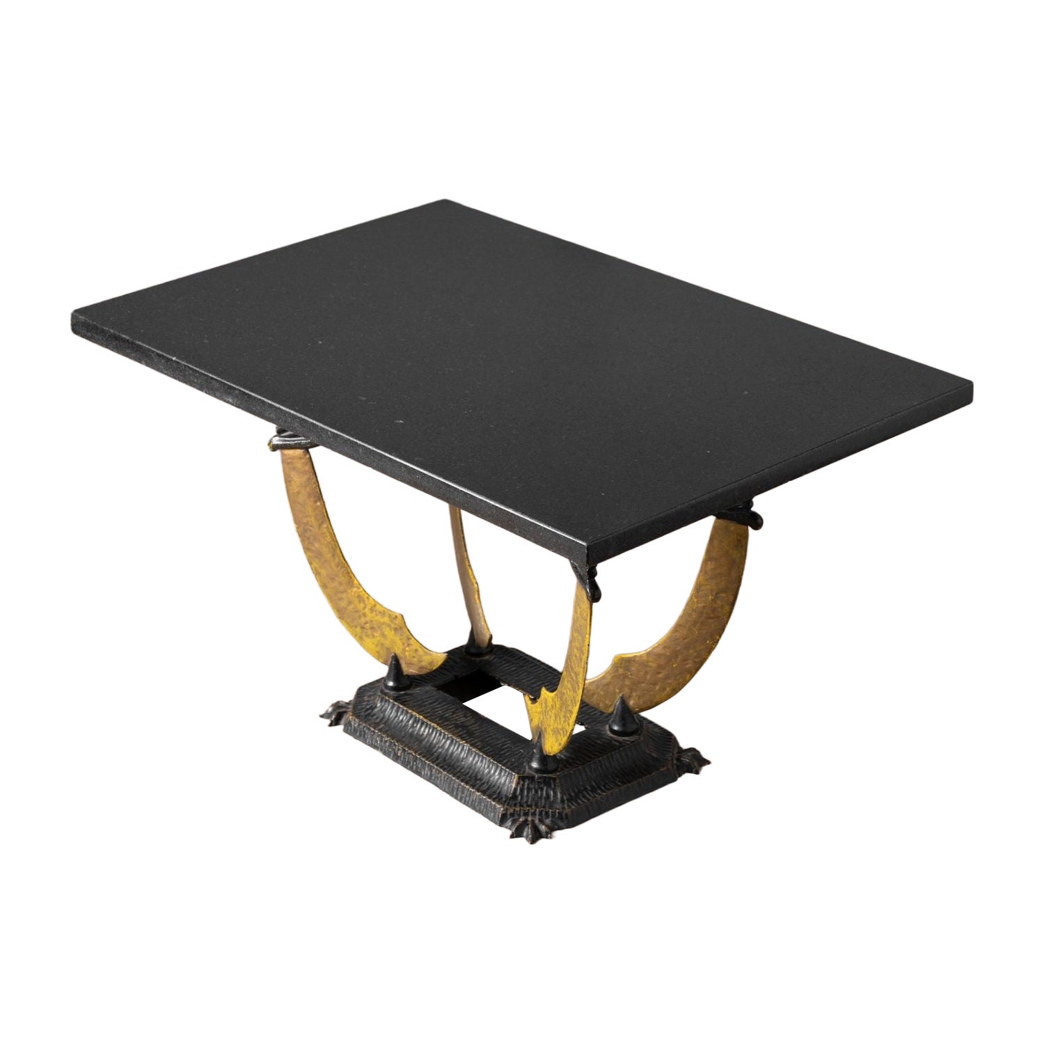 Italian Renaissance Style Cast Iron Table with Arabian Sword Base & Granite Top For Sale