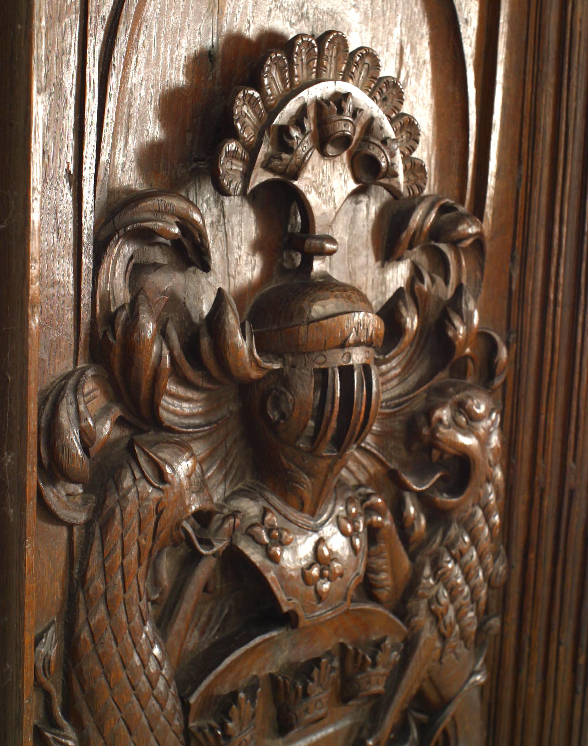 Hand-Carved Italian Renaissance Style Coat of Arms Wall Carvings