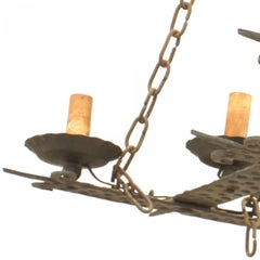 Italian Renaissance Style Double Cross Wrought Iron Chandelier