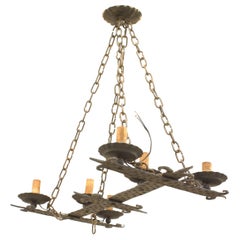 Italian Renaissance Style Double Cross Wrought Iron Chandelier