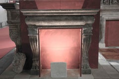 Italian Renaissance Style Fireplace Hand-Carved Pure Limestone, Antique Patina