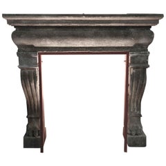 Italian Renaissance Style Fireplace Hand-Carved Pure Limestone, Antique Patina