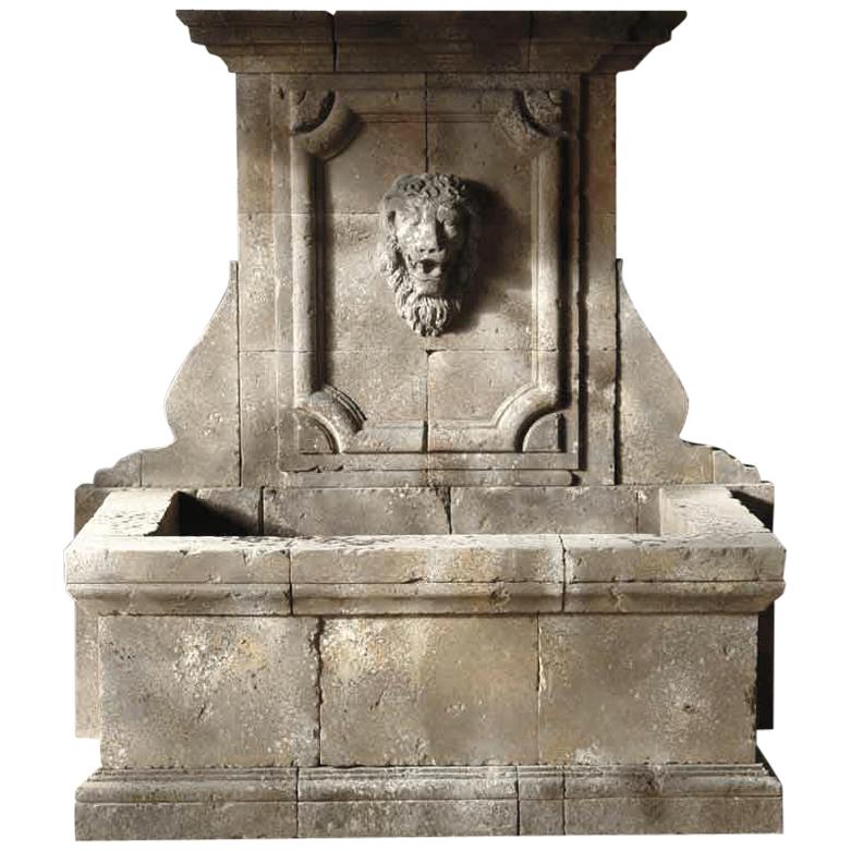 Italian Renaissance Style Fountain, Hand-carved Pure Limestone, Antique Patina For Sale