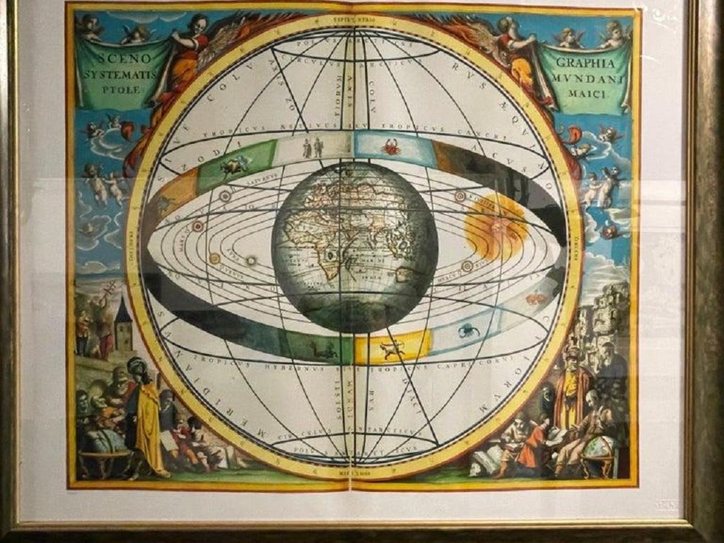 Hand-Crafted Italian Renaissance Style Framed Print Of A Celestial Map For Sale