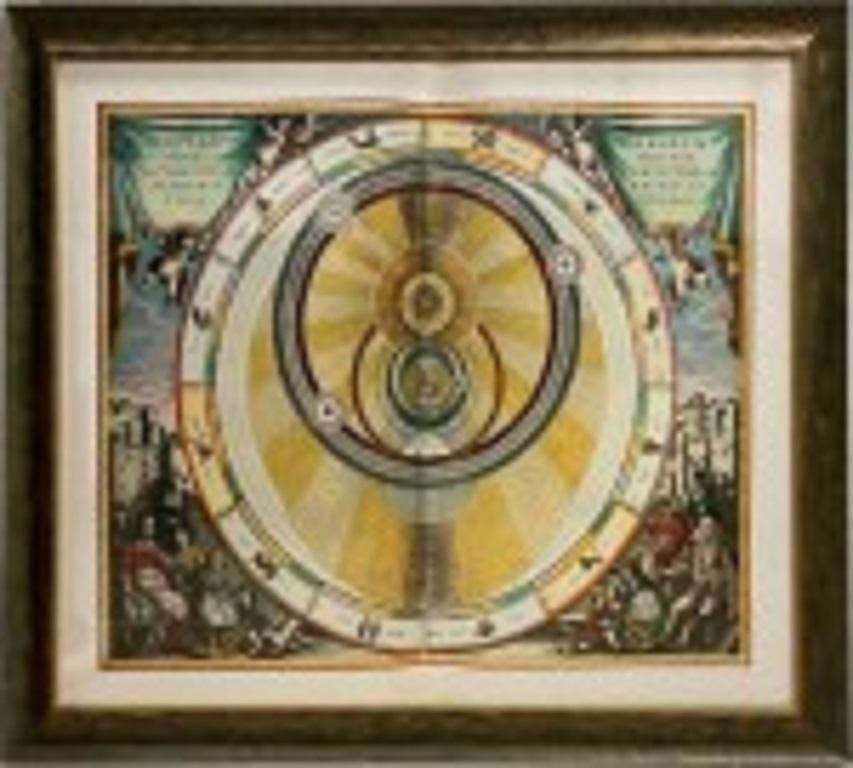 Hand-Crafted Italian Renaissance Style Framed Print Of A Celestial Map 