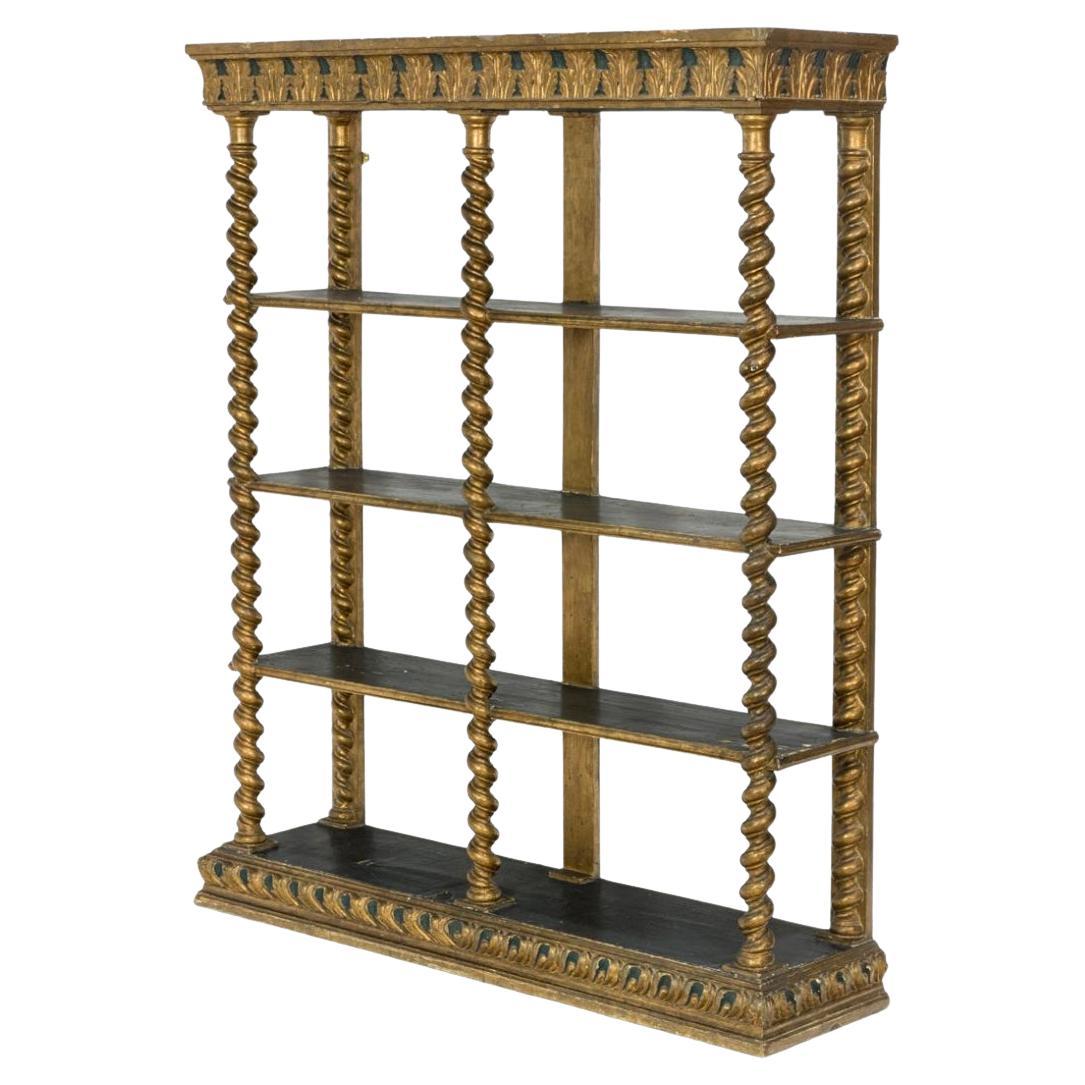  Italian Renaissance Style Giltwood Open Bookcase For Sale 7