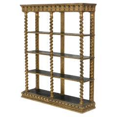  Italian Renaissance Style Giltwood Open Bookcase