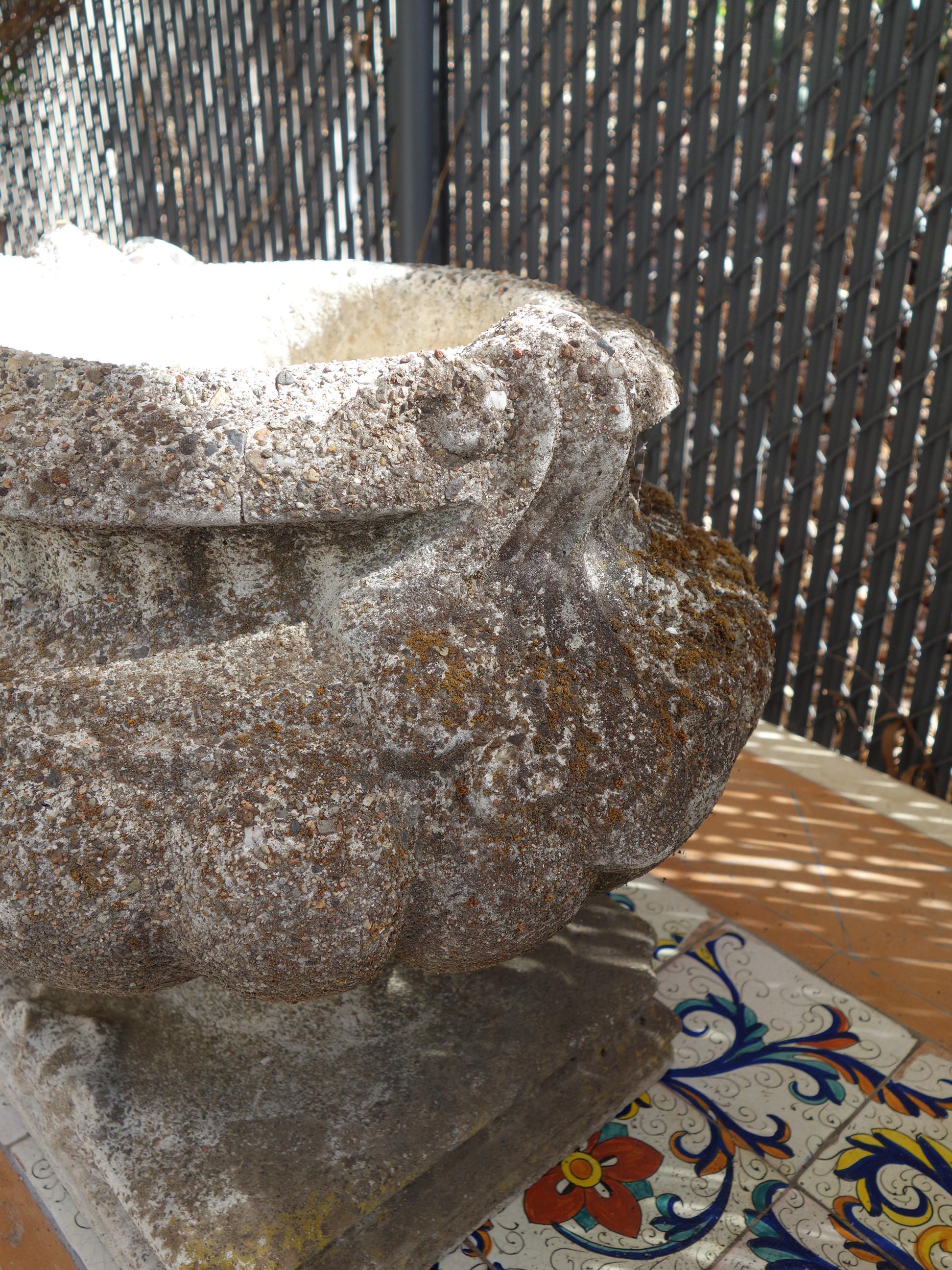 Italian Renaissance Style Grisaglia Cast Stone Bacellati Vessel Planters 2 Pairs 7