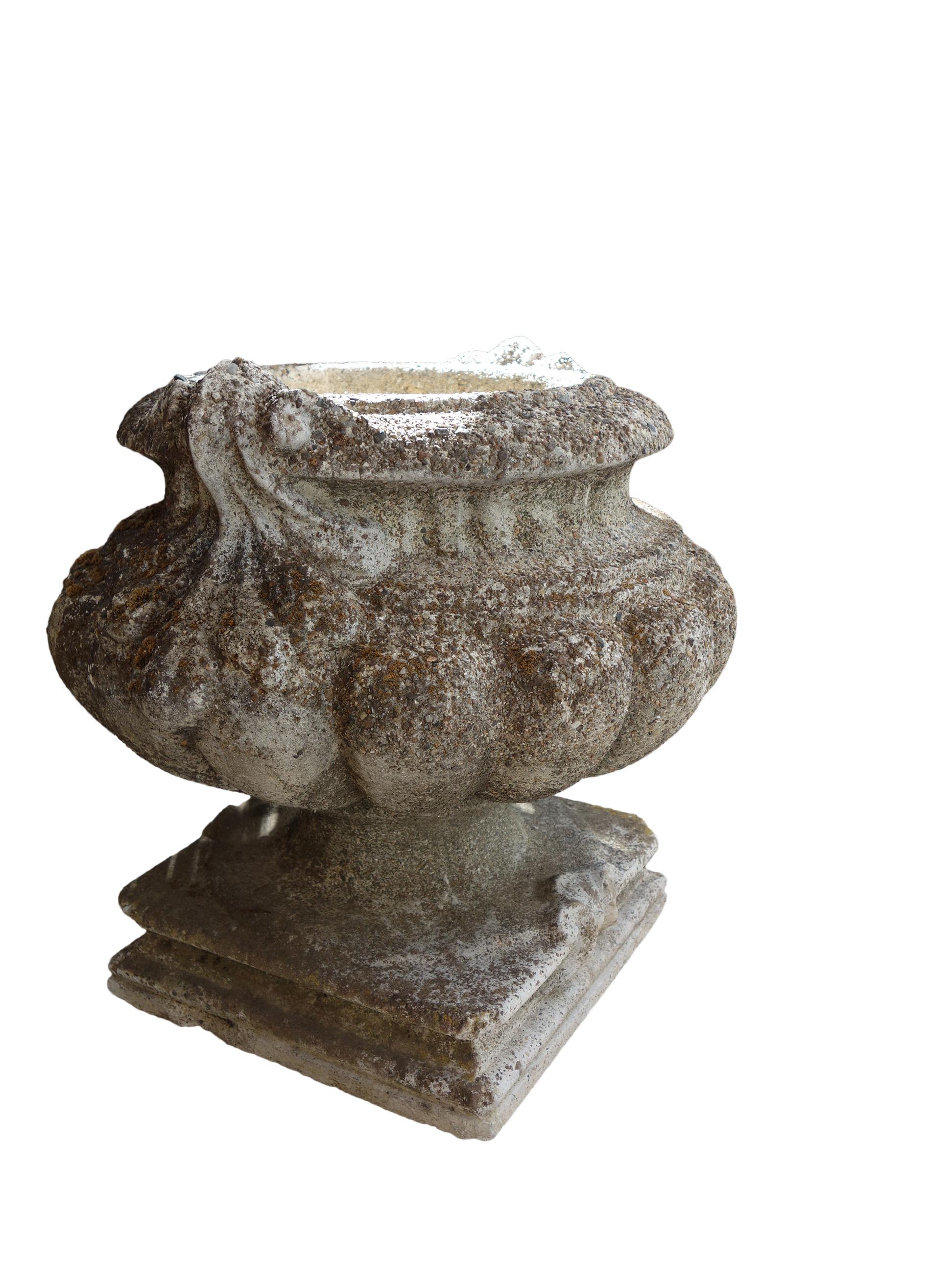 Italian Renaissance Style Grisaglia Cast Stone Bacellati Vessel Planters 2 Pairs 1