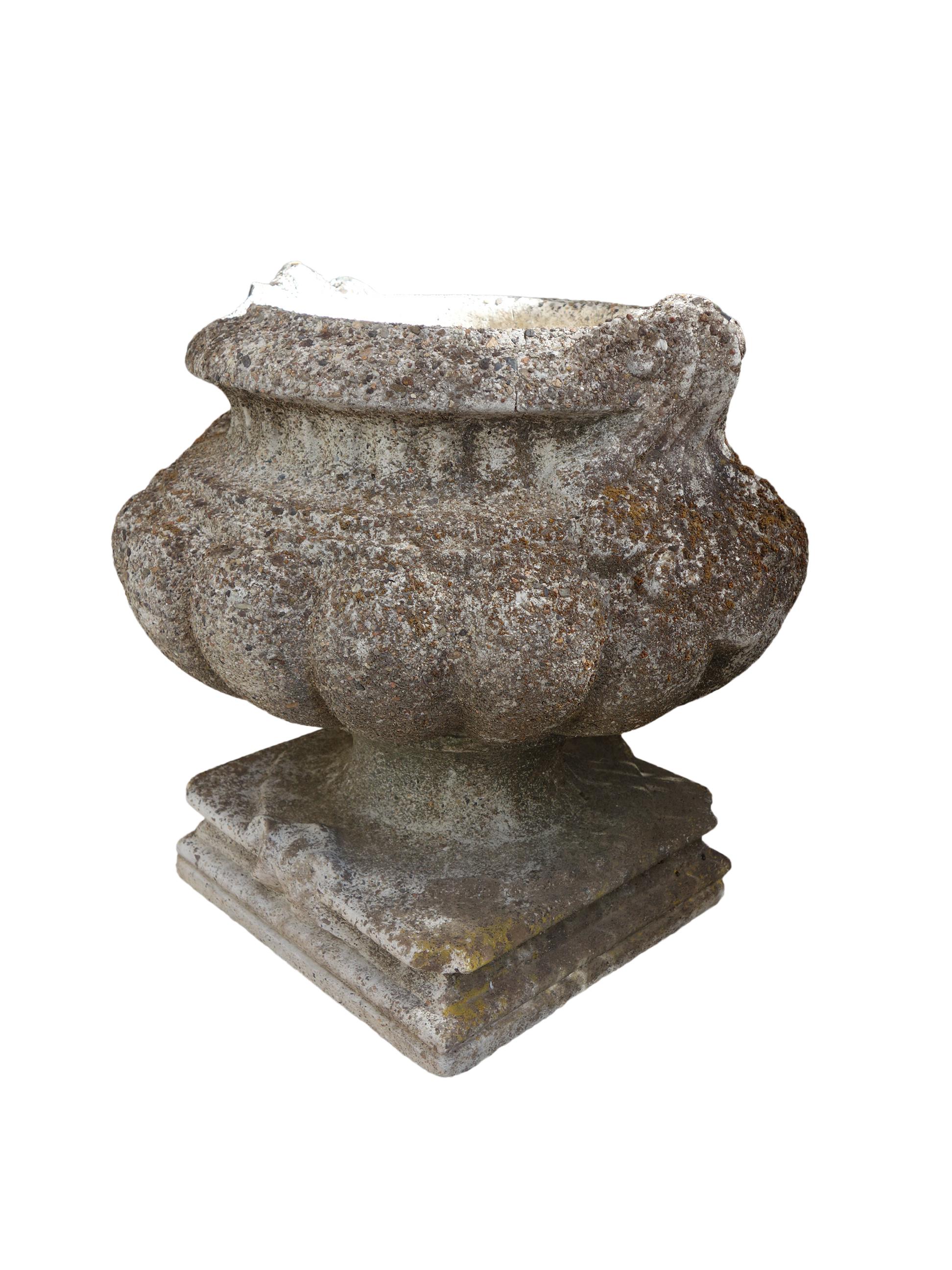 Italian Renaissance Style Grisaglia Cast Stone Bacellati Vessel Planters 2 Pairs 2