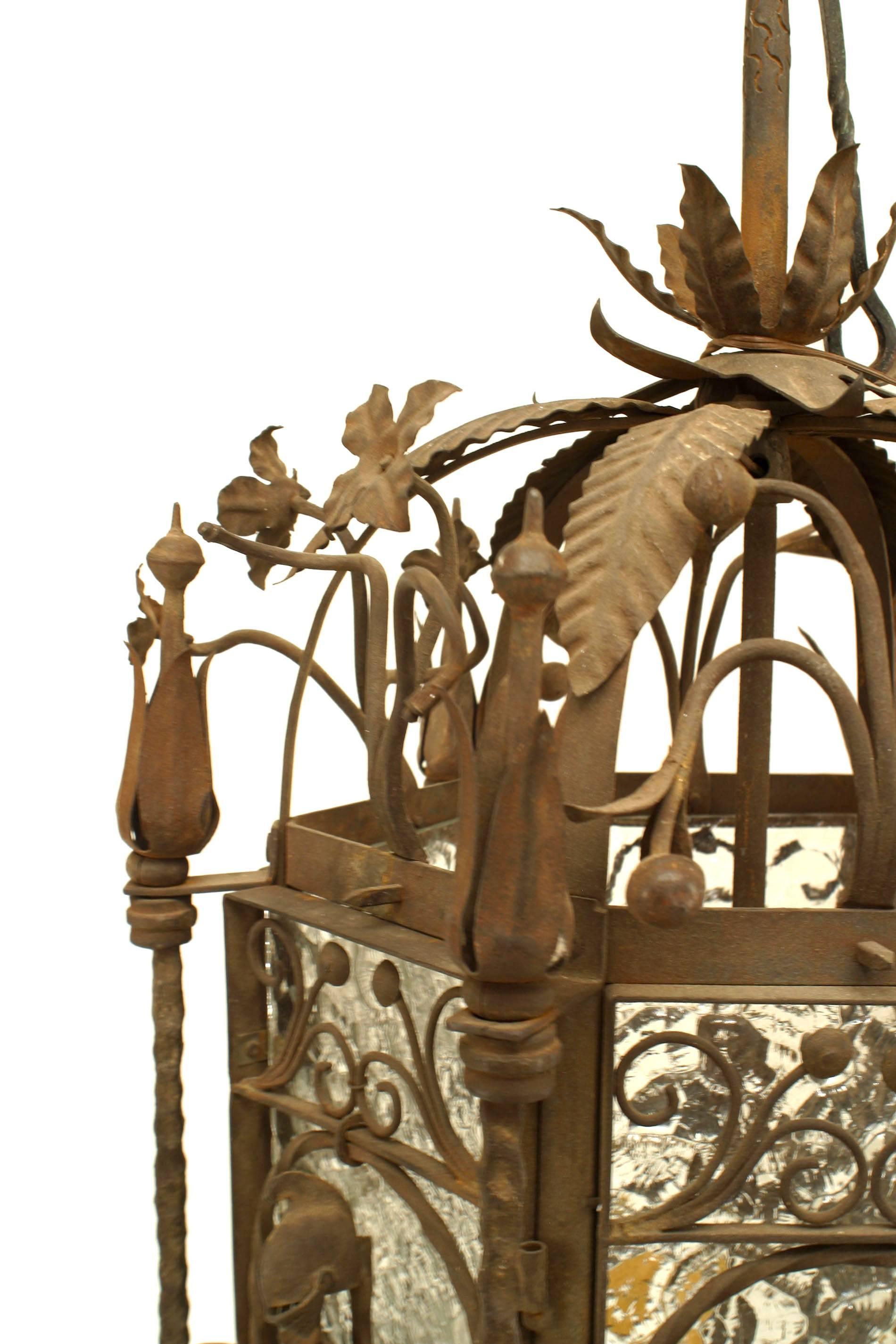 XIXe siècle Lanterne suspendue en fer forgé de la Renaissance italienne de Samuel Yellin en vente