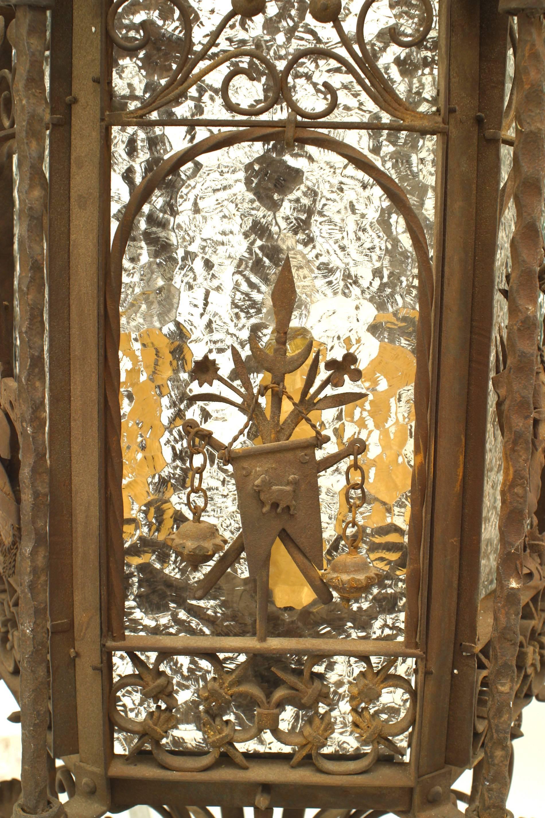 Samuel Yellin Italian Renaissance Wrought Iron Hanging Lantern For Sale 2