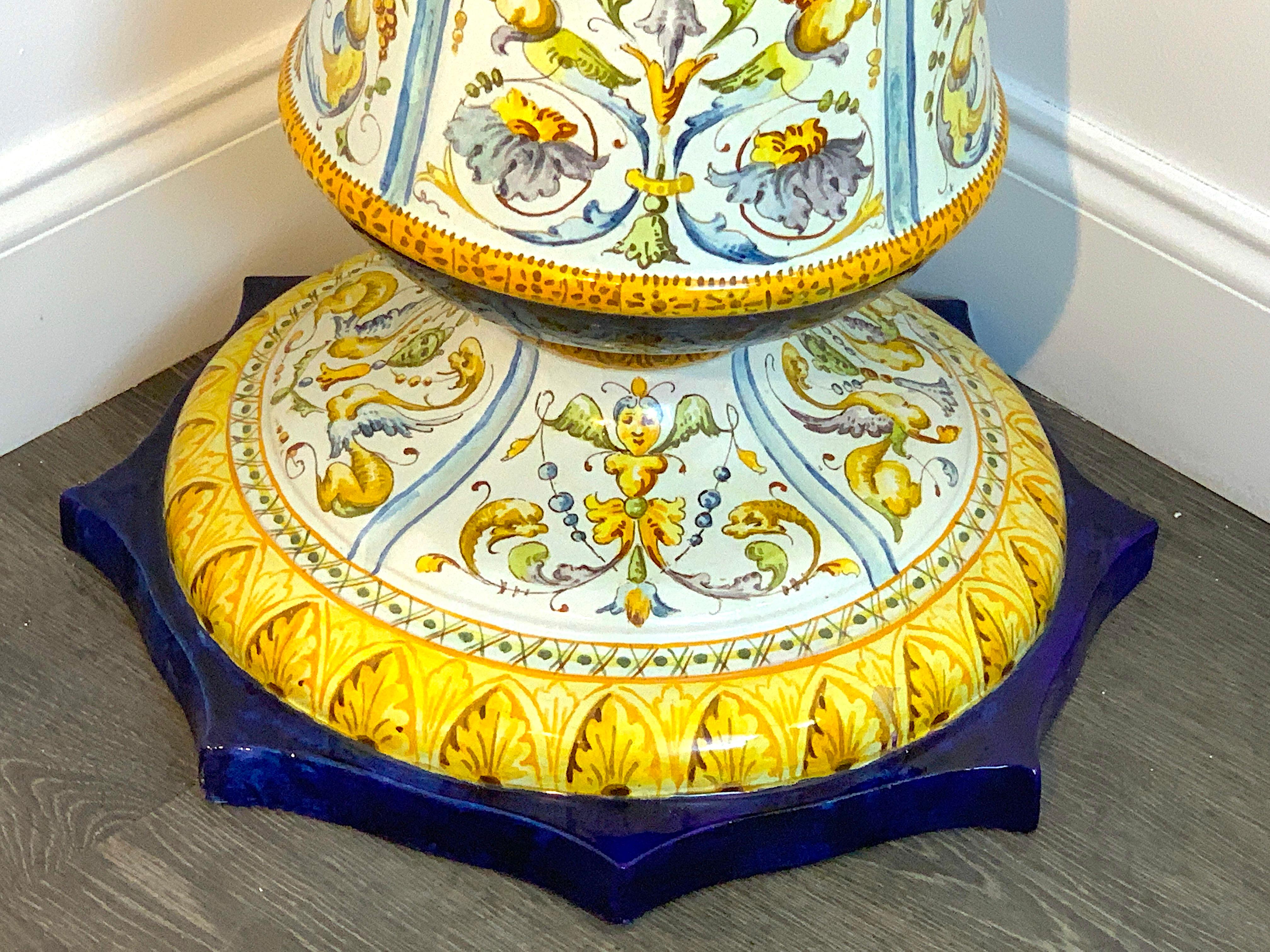 Italian Renaissance Style Majolica Pedestal by Achille Mollica For Sale 4