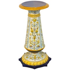 Italian Renaissance Style Majolica Pedestal by Achille Mollica