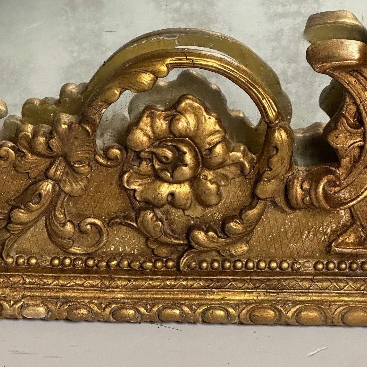 Italian Designer, Renaissance, Large Wall Mirror, Oil Gilded, Carved Wood, 1890s For Sale 12