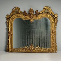 Italian Designer, Renaissance, Large Wall Mirror, Oil Gilded, Carved Wood, 1890s