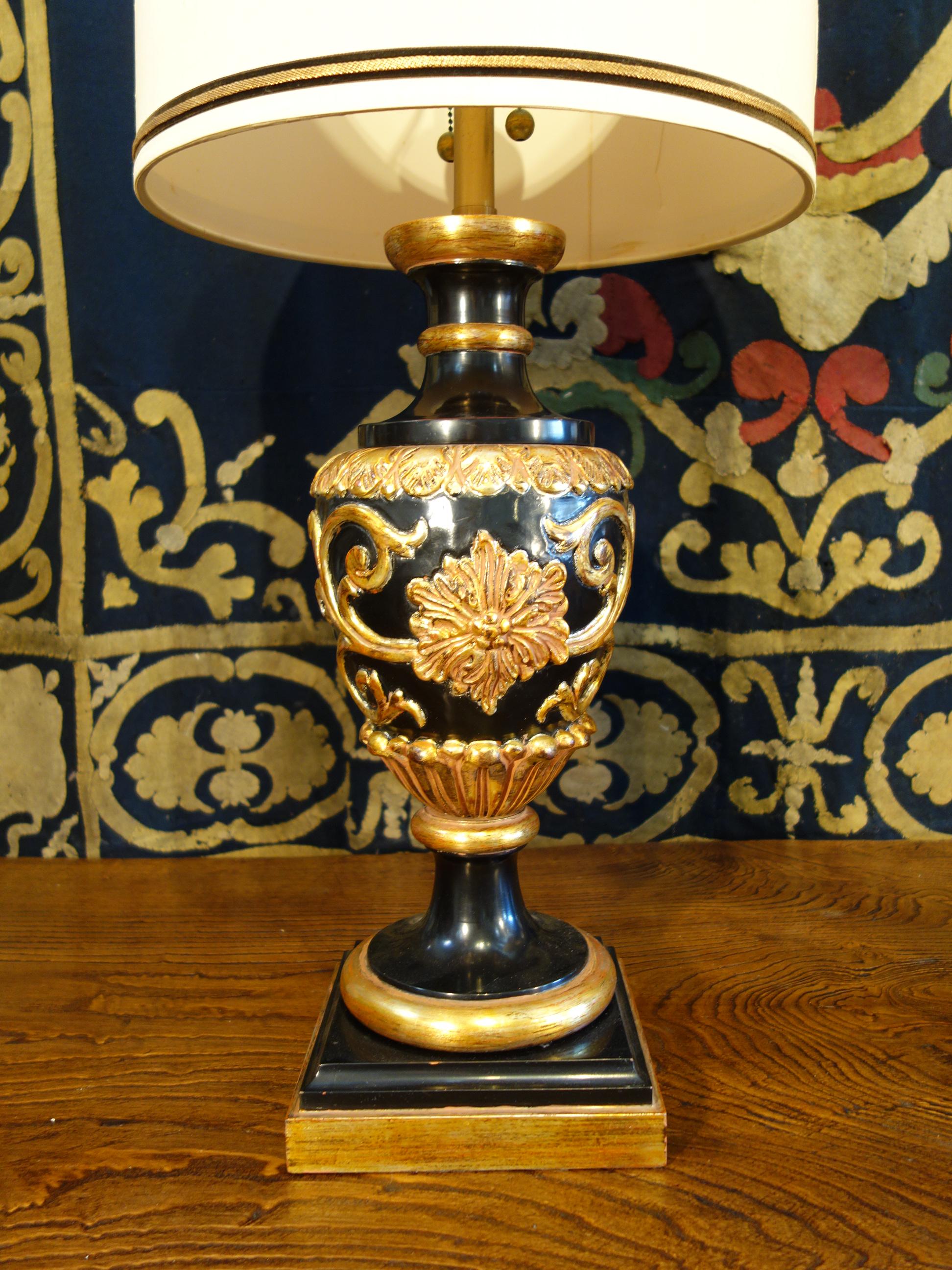 American Italian Renaissance Style Pair of Tall Marbro Gilt Table Lamps, circa 1950 For Sale