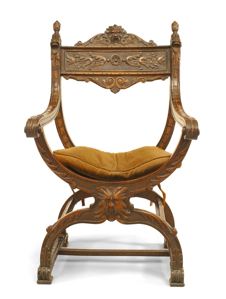 Italian Renaissance Style Savonarola Style Armchair For Sale at 1stdibs