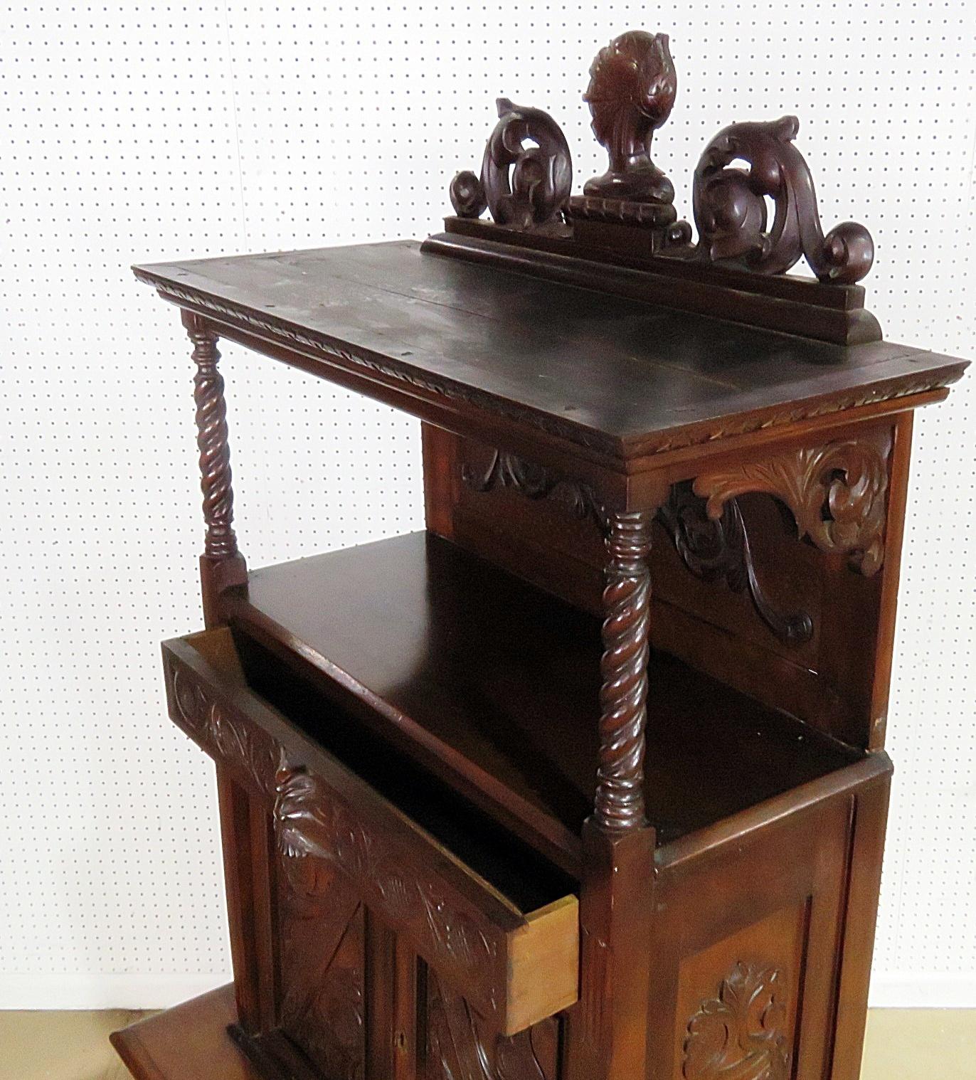 Carved Walnut Italian Secretary Desk Abatant with Griffin Supports 5