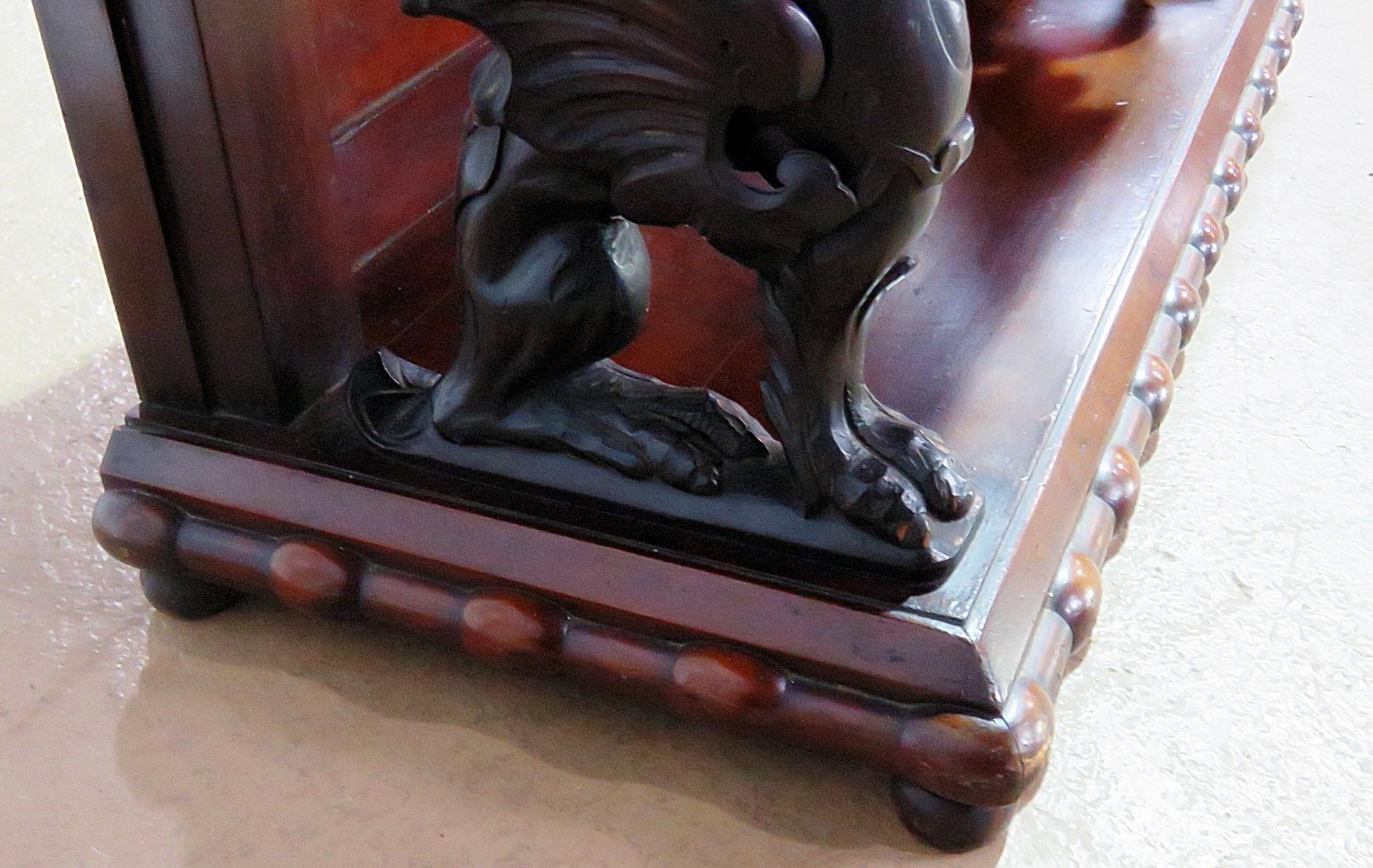 Carved Walnut Italian Secretary Desk Abatant with Griffin Supports 3