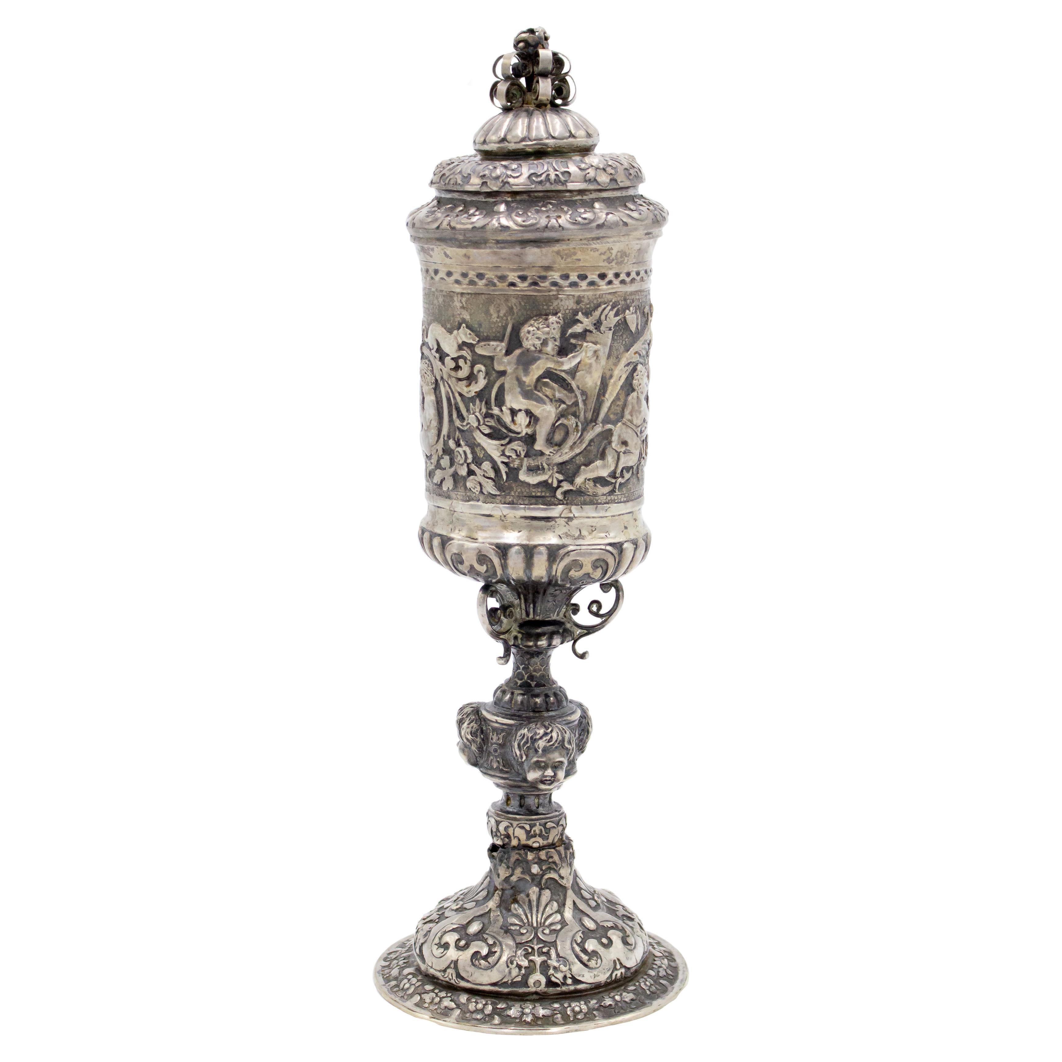 Italian Renaissance Style Silver Plate Chalice For Sale