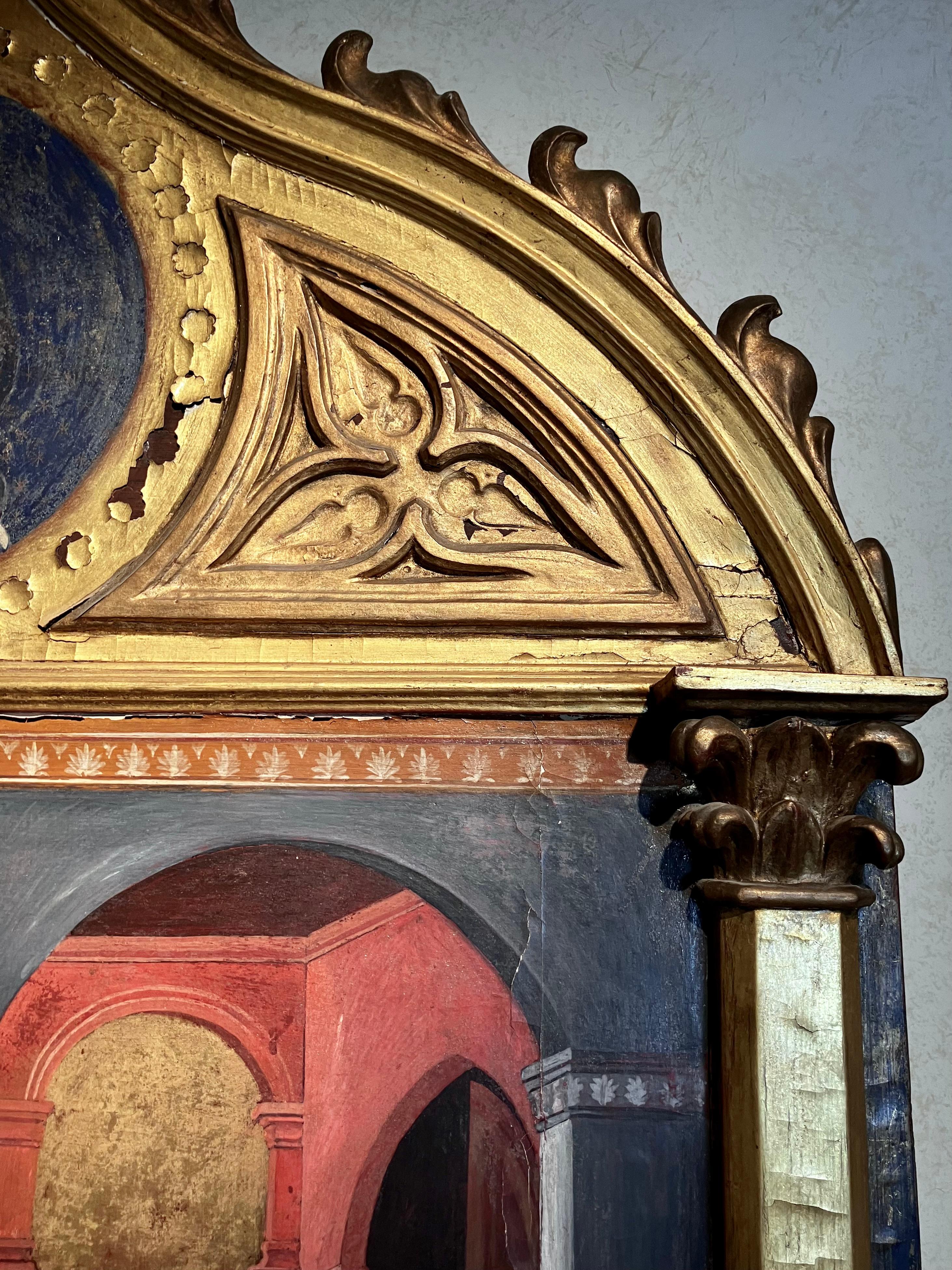 Italiano Tempera in stile rinascimentale italiano su pannello con fondo oro che dipinge l'Annunciazione in vendita