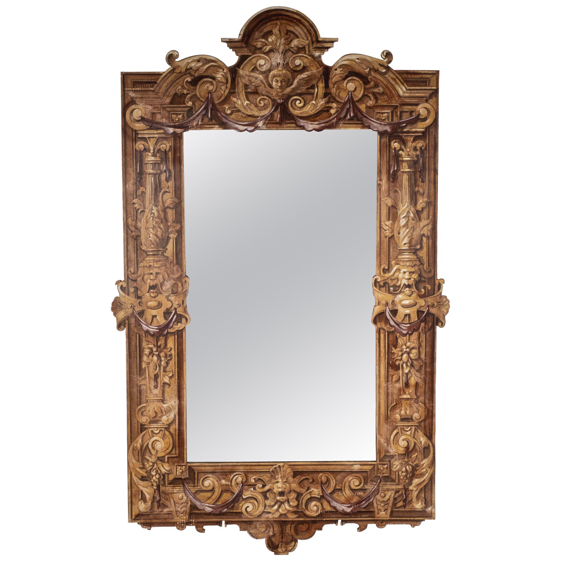 Italian Renaissance Style Trompe L'oeil Mirror For Sale