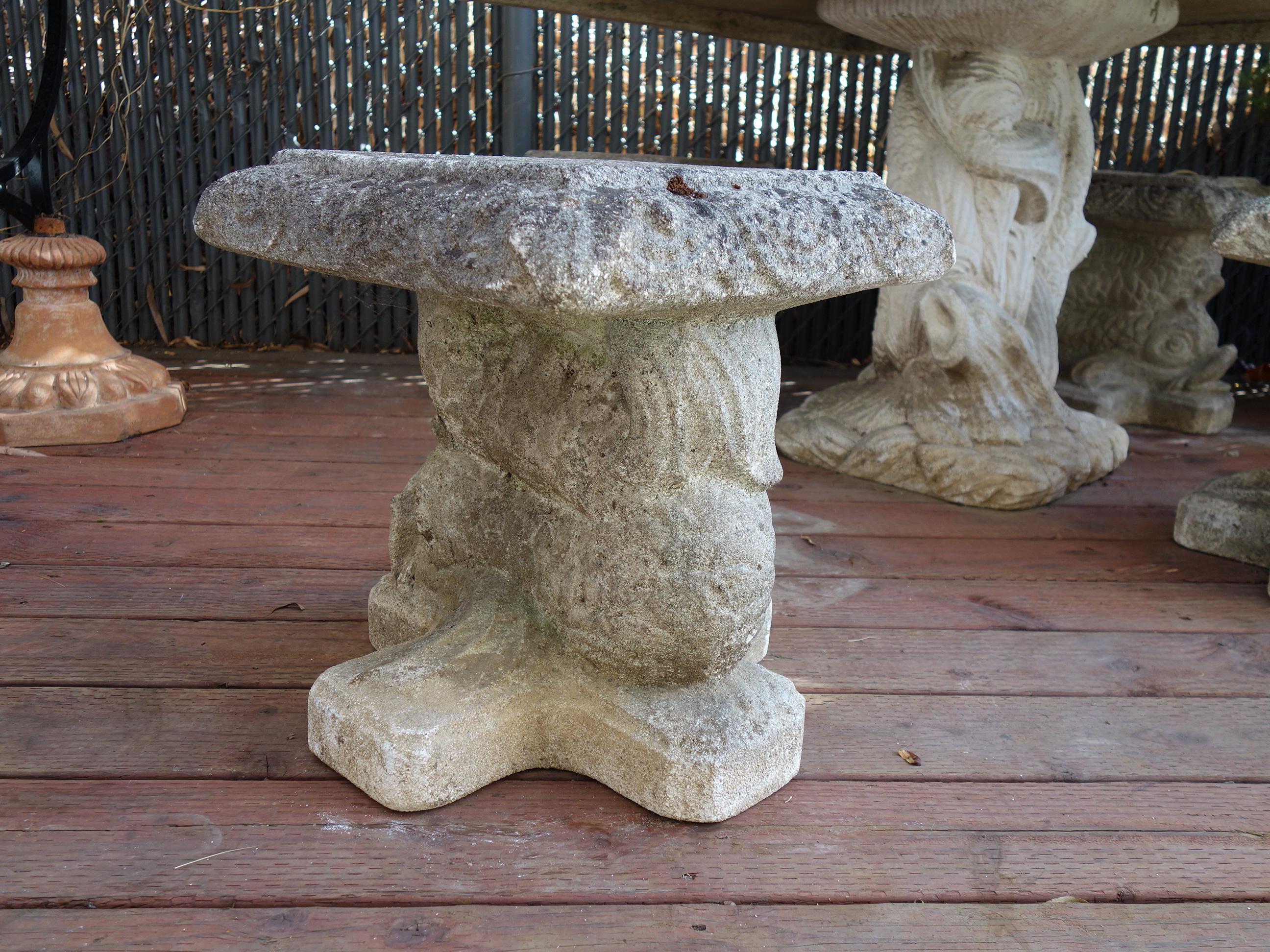 Italian Renaissance Style Venetian Grotto Dolphin Cast Stone Table & 4 Seat Set 4