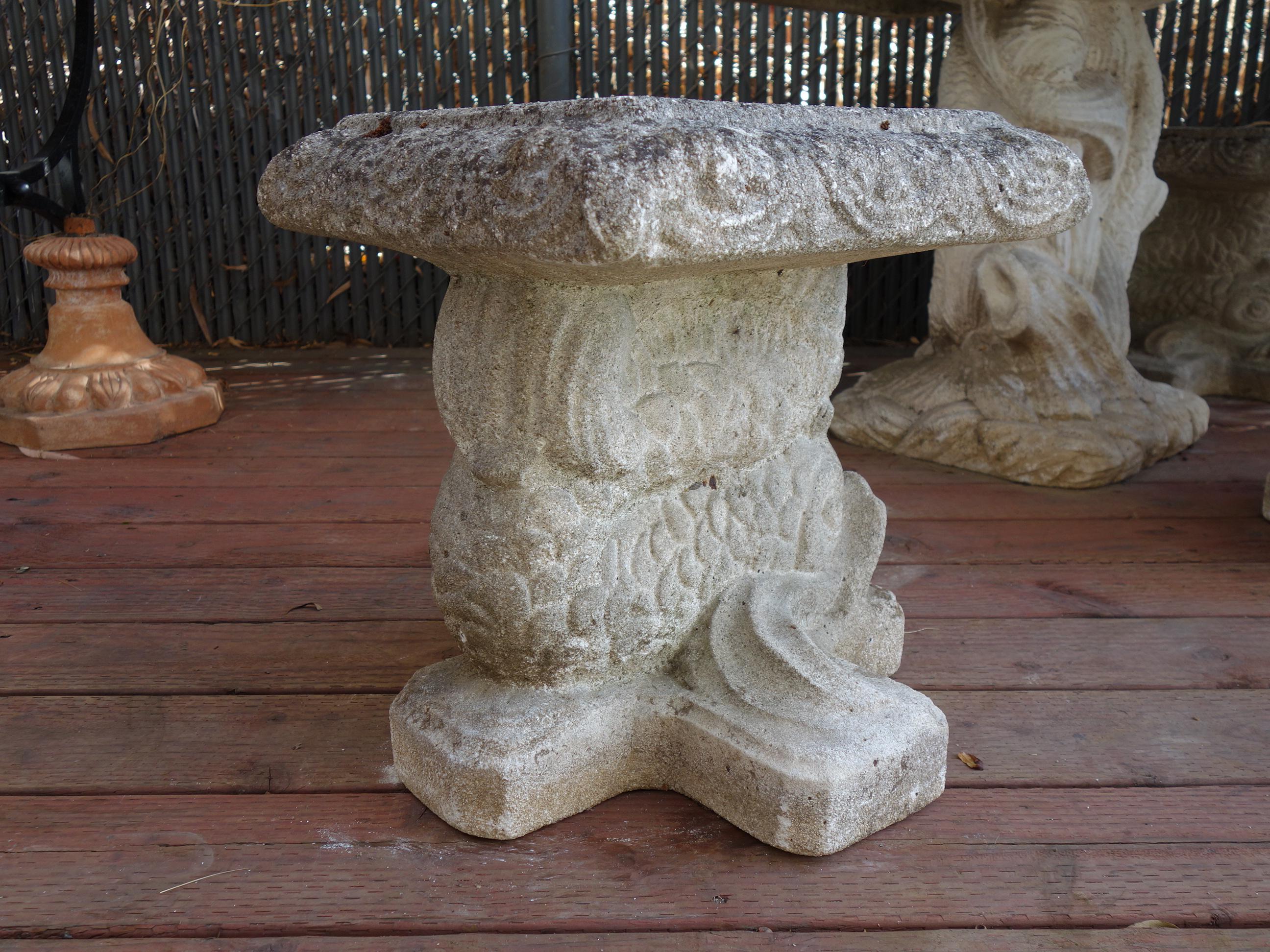 Italian Renaissance Style Venetian Grotto Dolphin Cast Stone Table & 4 Seat Set 5