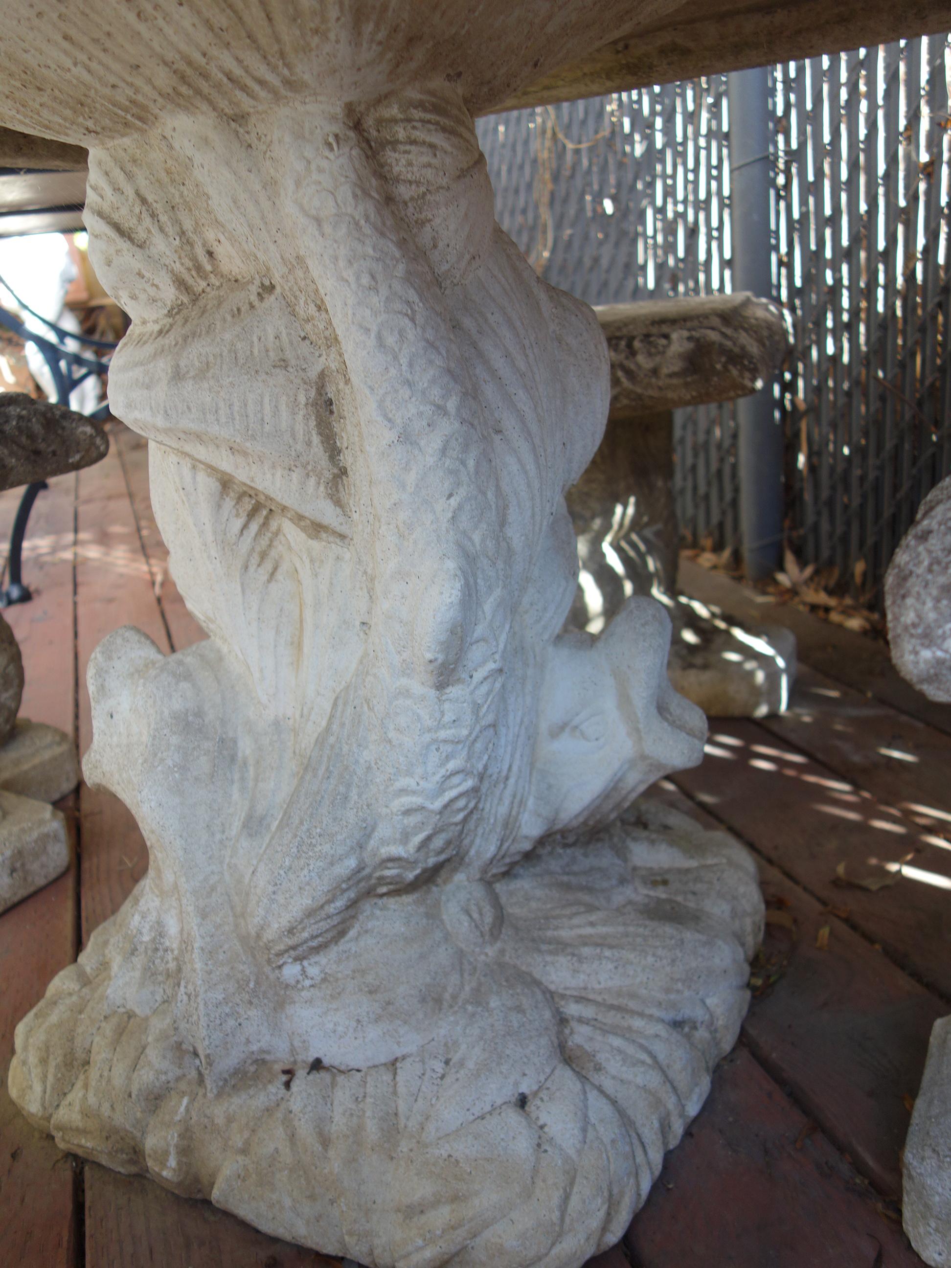 Italian Renaissance Style Venetian Grotto Dolphin Cast Stone Table & 4 Seat Set 8