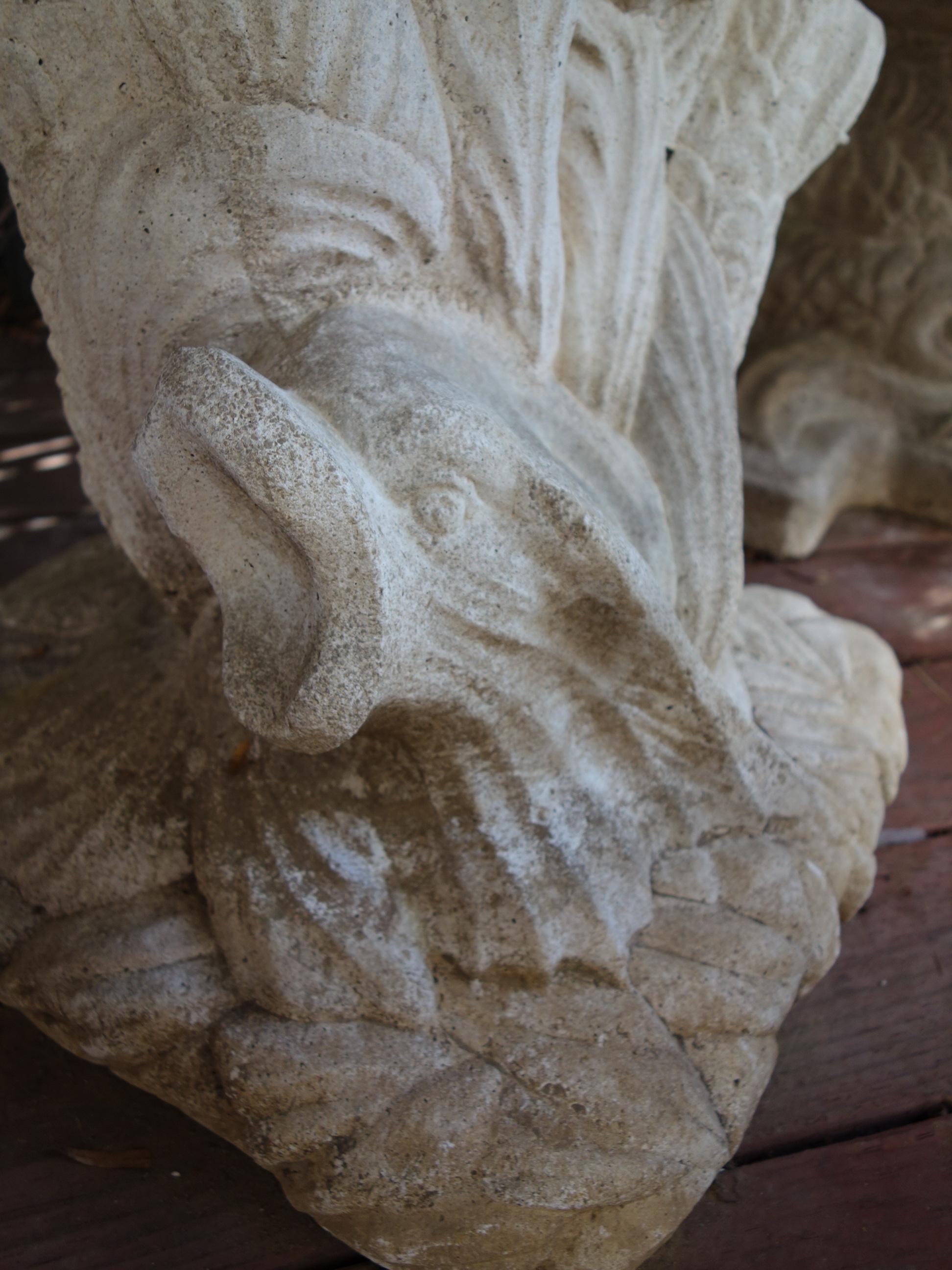 Italian Renaissance Style Venetian Grotto Dolphin Cast Stone Table & 4 Seat Set 9