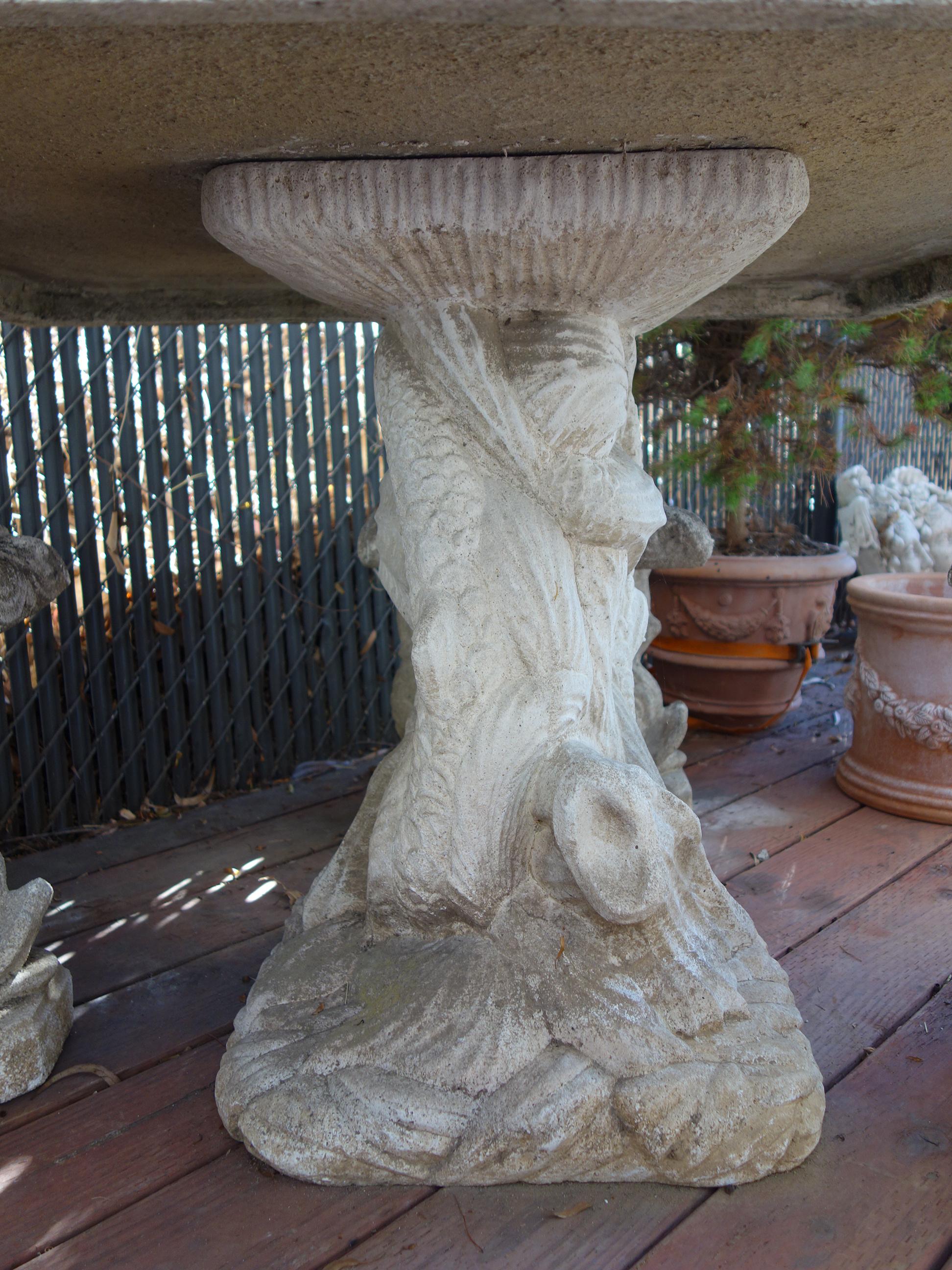 Italian Renaissance Style Venetian Grotto Dolphin Cast Stone Table & 4 Seat Set 10