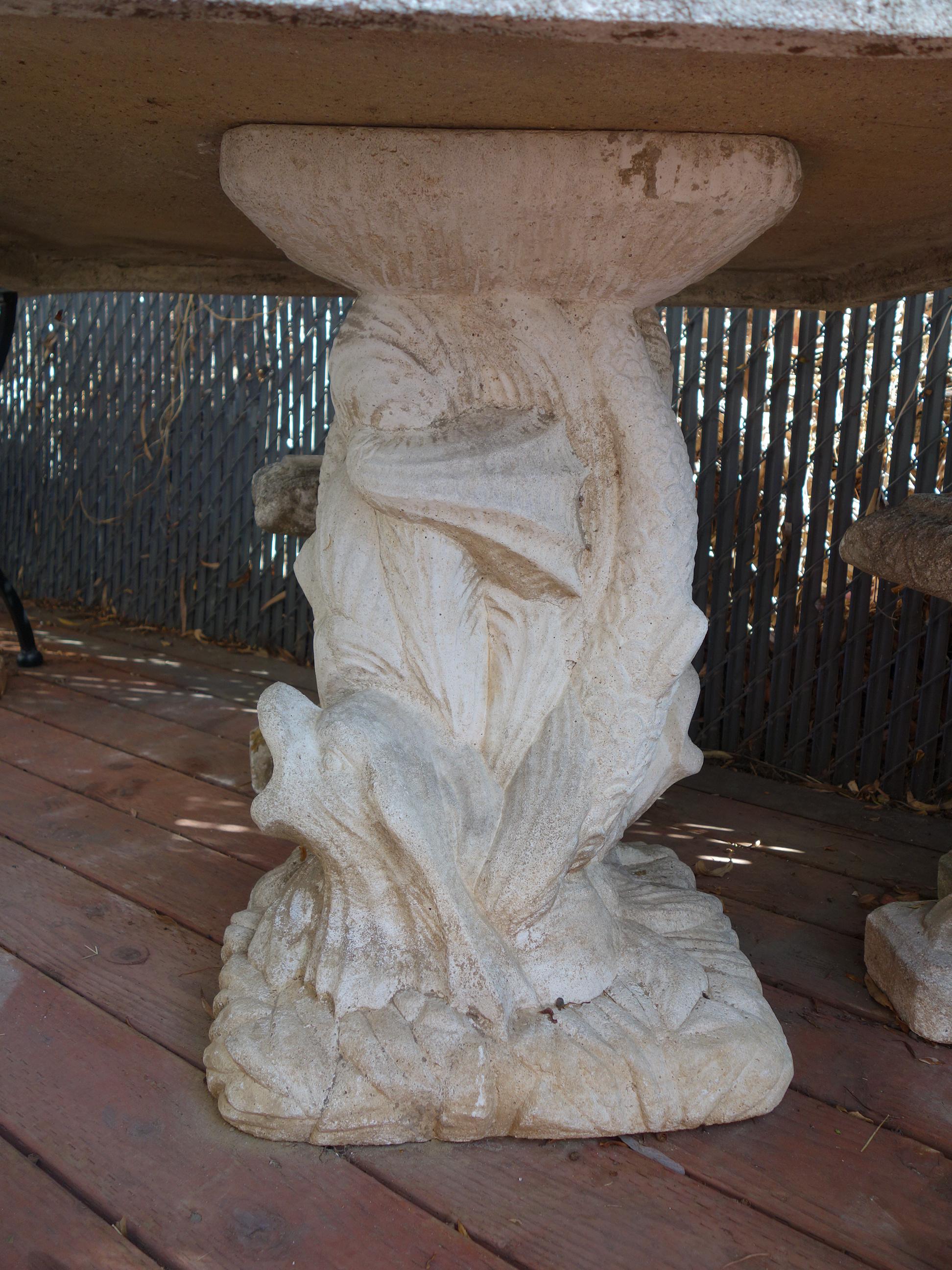 Italian Renaissance Style Venetian Grotto Dolphin Cast Stone Table & 4 Seat Set 11