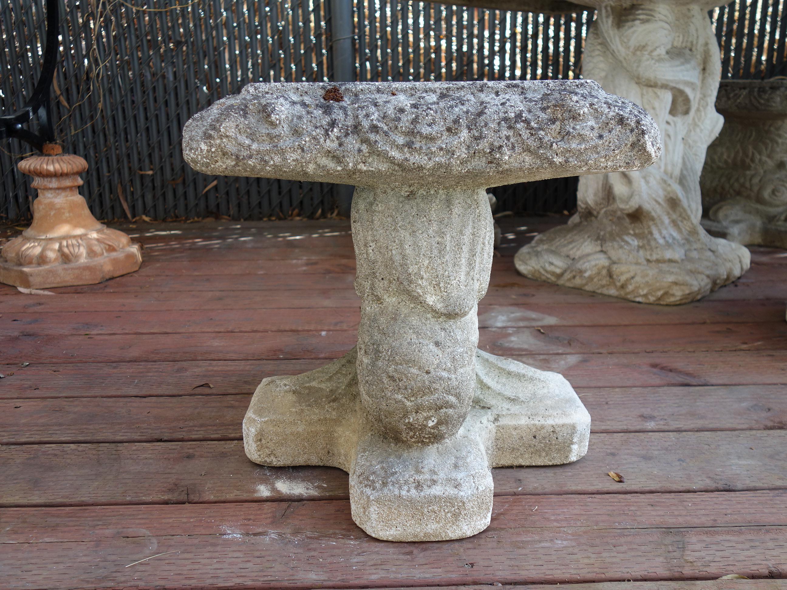 Italian Renaissance Style Venetian Grotto Dolphin Cast Stone Table & 4 Seat Set 2