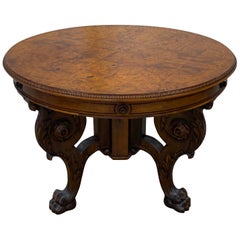 Italian Renaissance Style Walnut and Burl Round Table
