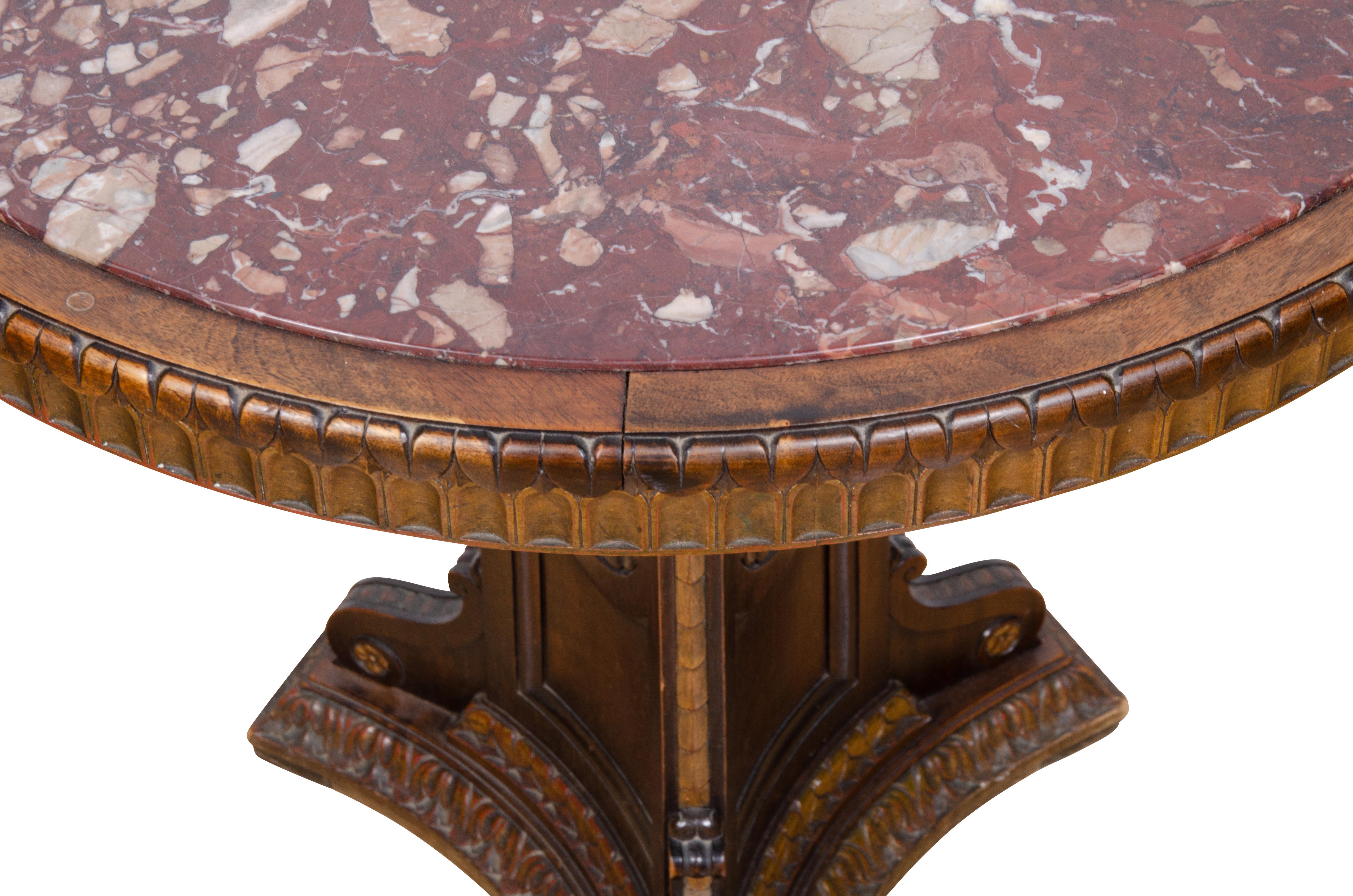 Italian Renaissance Style Walnut and Marble Top Table 5
