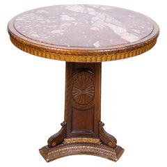 Antique Italian Renaissance Style Walnut and Marble Top Table