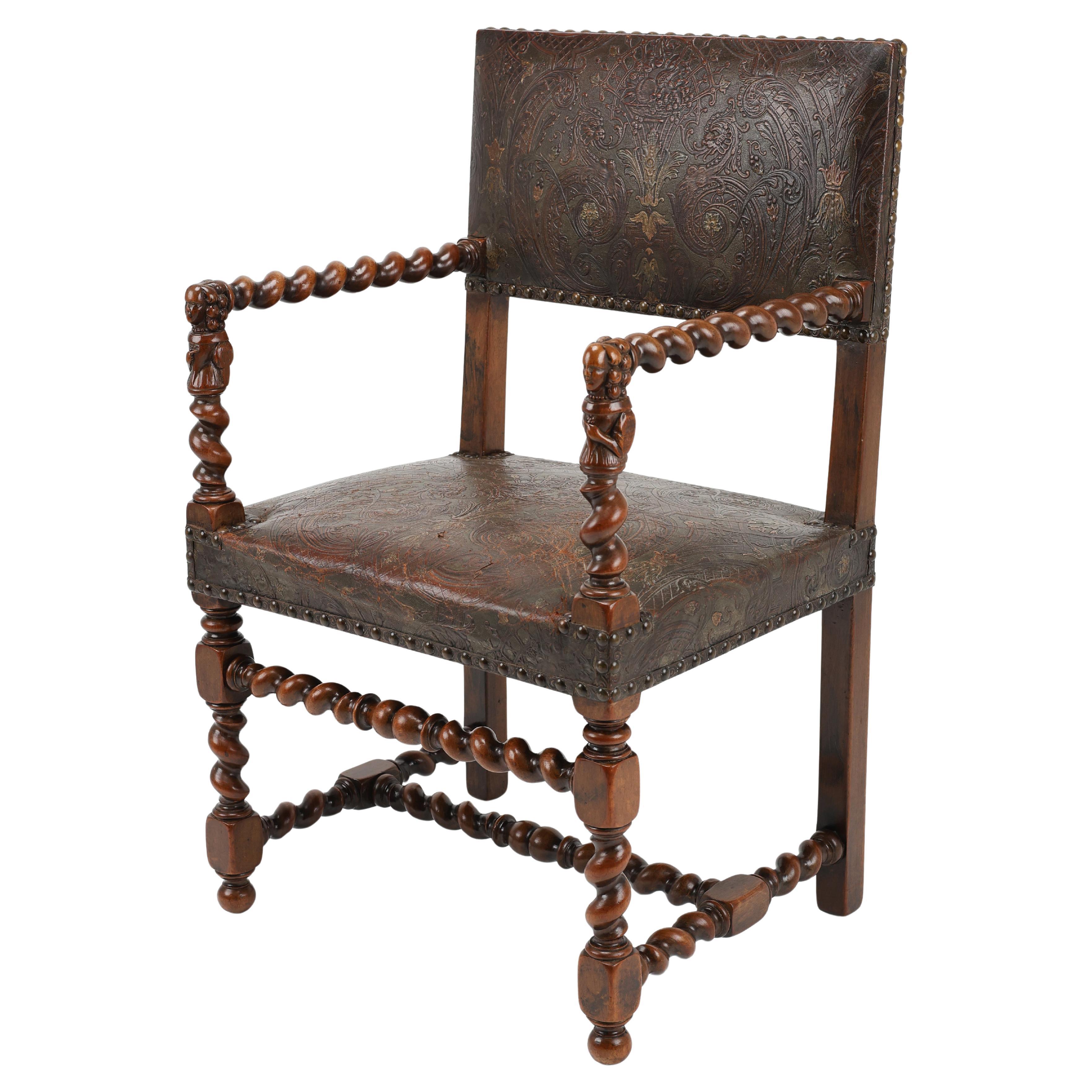 Italian Renaissance-Style Walnut Armchair